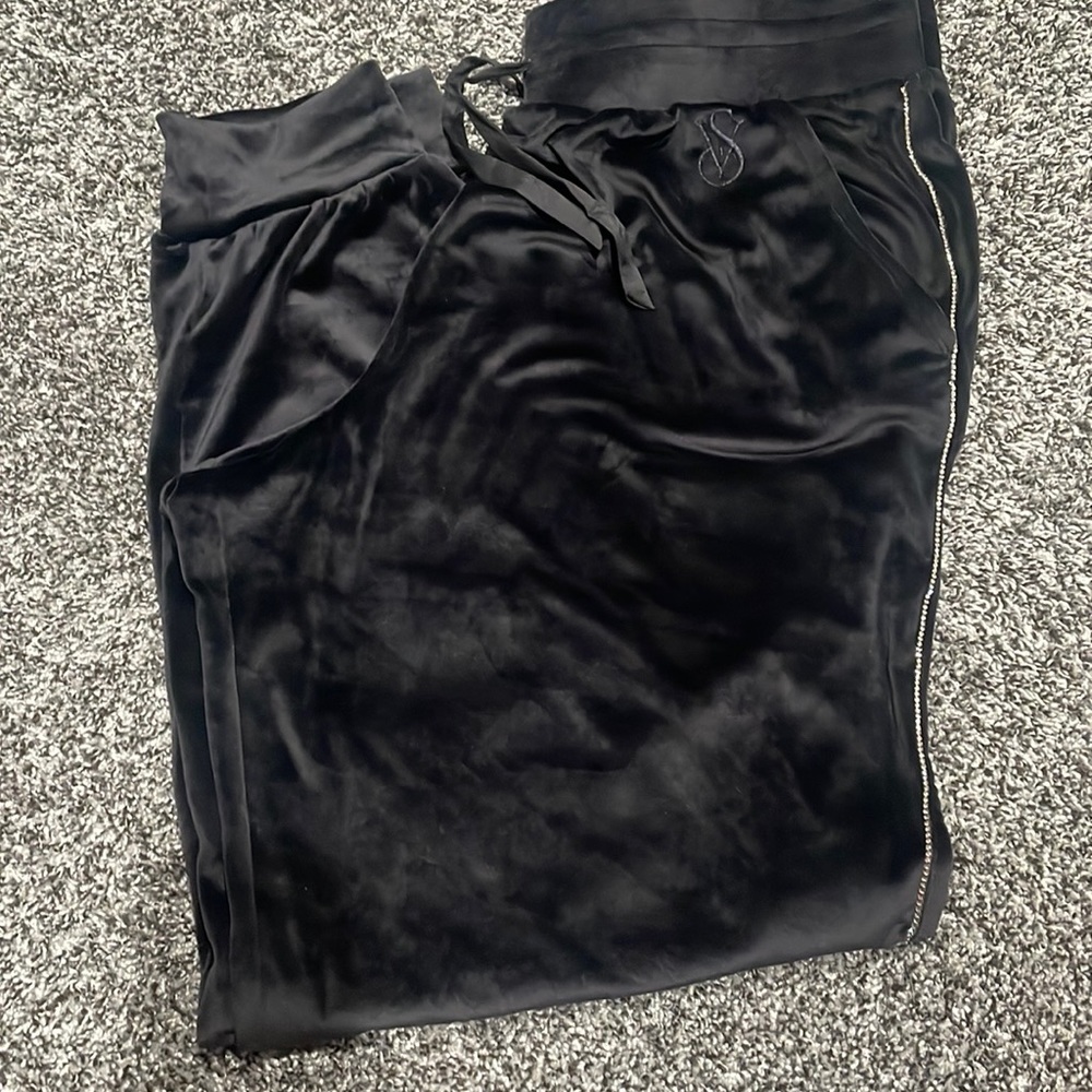 Black velvet joggers